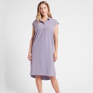 Athleta Daybreak Dress Sleeveless Collared Vneck Gray/Purple Womens Size xs